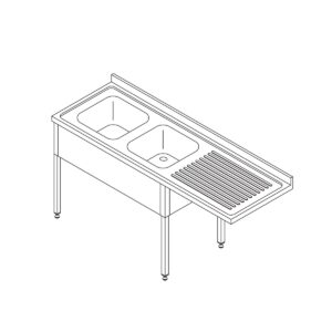 Masă de Spălat Vaser - 200 x 70 cm - Stânga - cu 2 Chiuvete și Spălător - incl. Raft de Depozitare