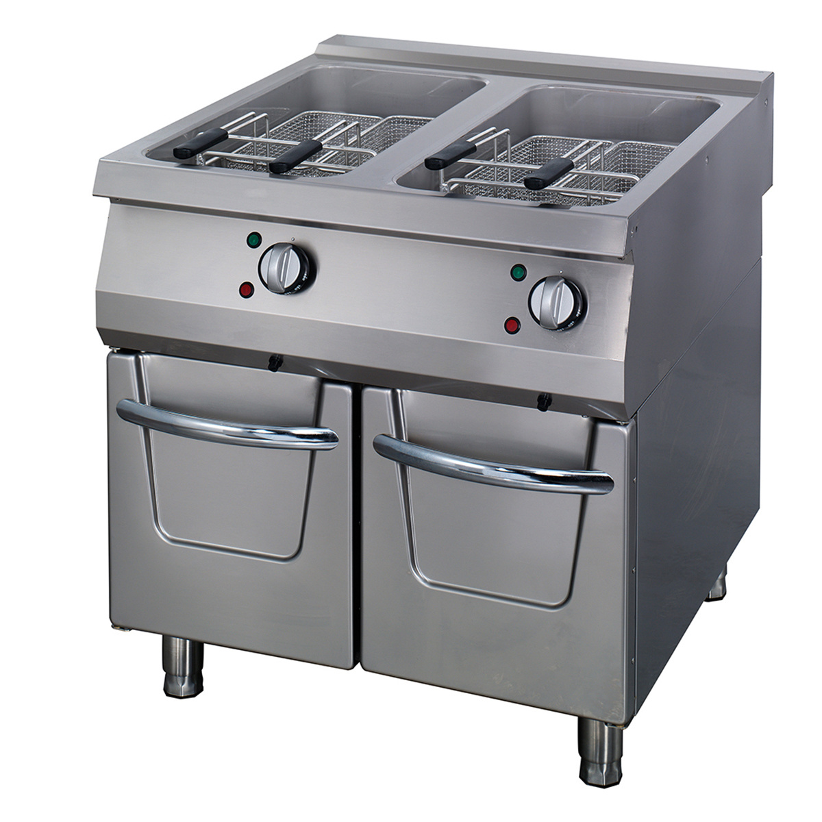 Premium Friteuză - 2 x 22 L - Unitate Dublă - 90 cm Adâncime - cu Robinet de Scurgere - Electric