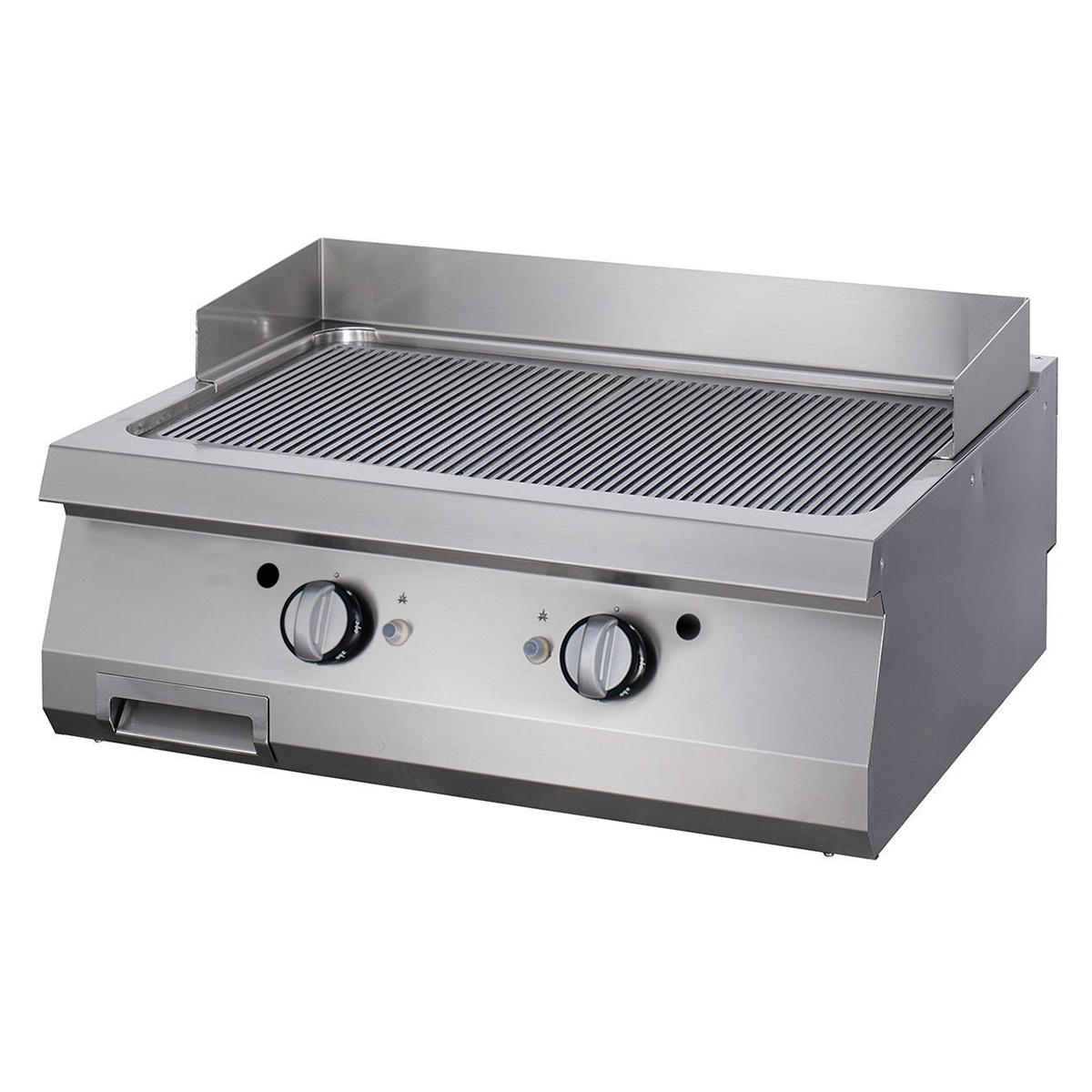 Premium Grill cu Placă - Cromat Canelat - Unitate Dublă - 90 cm Adâncime - Electric