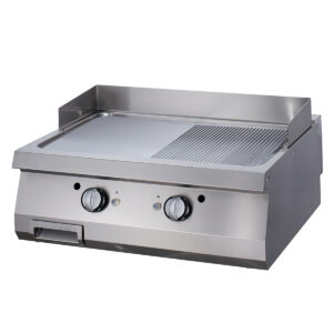 Premium Grill cu Placă - Jumătate Canelată Cromat - Unitate Dublă - 90 cm Adâncime - Electric