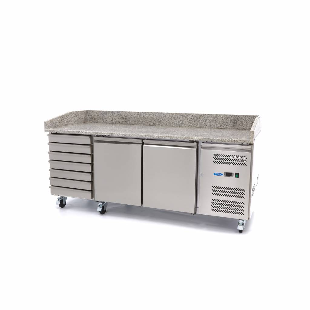 Frigider pentru prepararea Pizza - 202 cm - 2 Uși - 7 Sertare