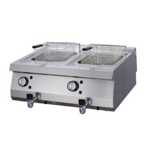 Heavy Duty Friteuză - 2 x 12 L - Unitate Dublă - 70 cm Adâncime - cu Robinet de Scurgere - Electric