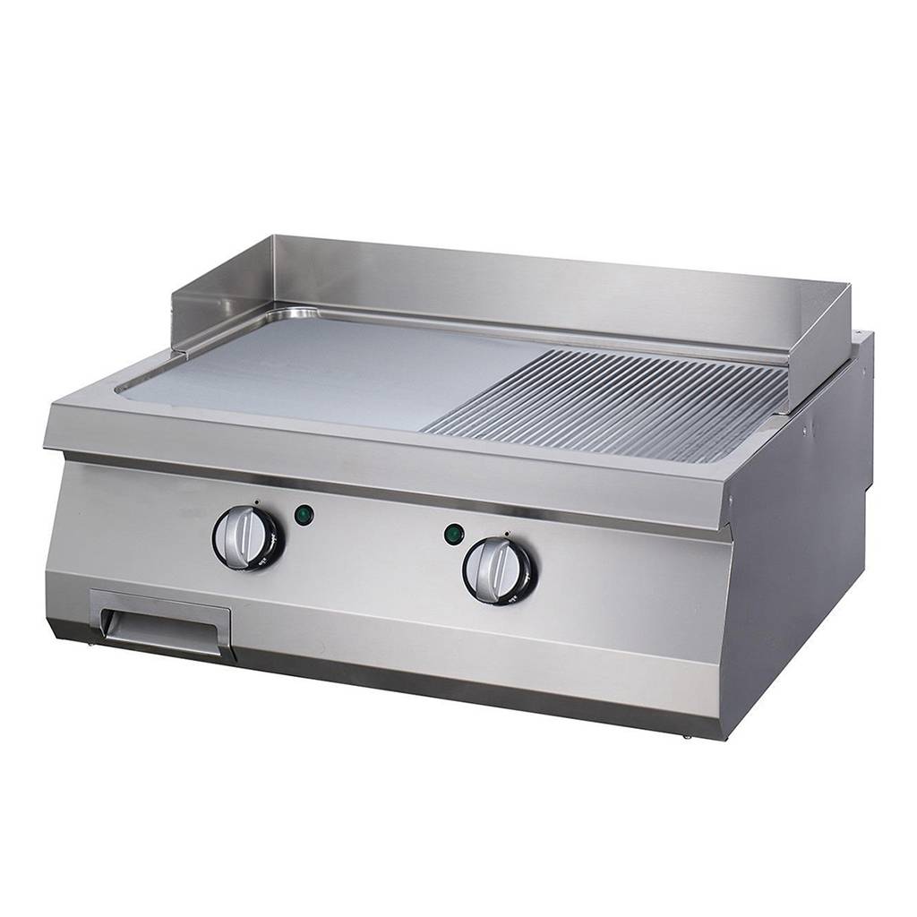 Placă de grătar Heavy Duty - Chrome cu jumătate de canelură - Dublă - 70 cm adâncime - Electrică