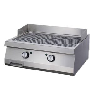 Heavy Duty Grill cu Placă - Cromat Canelat - Unitate Dublă - 70 cm Adâncime - Electric