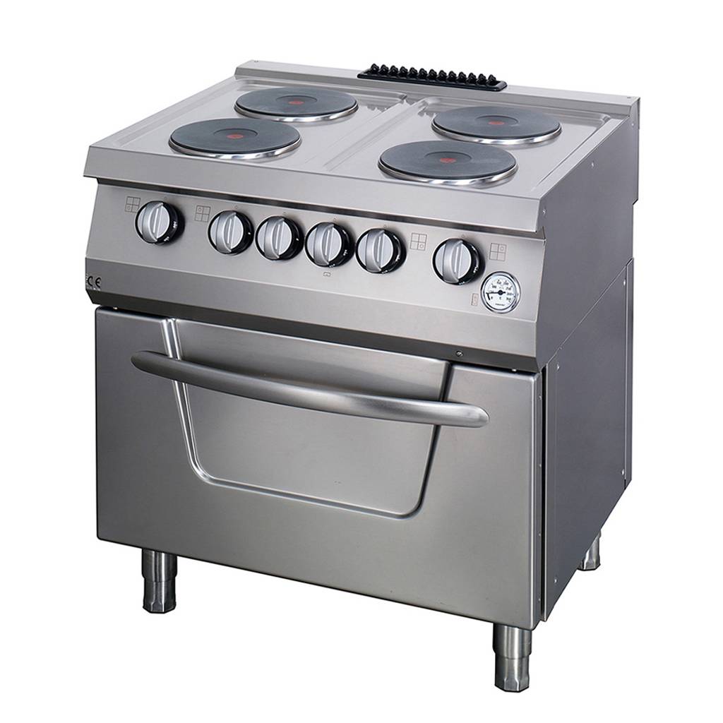 Heavy Duty Aragaz - 4 Arzătoare - Unitate Dublă - 70 cm Adâncime - cu Cuptor - Electric