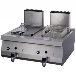 Heavy Duty Friteuză - 2 x 12 L - Unitate Dublă - 70 cm Adâncime - cu Robinet de Scurgere - Gaz