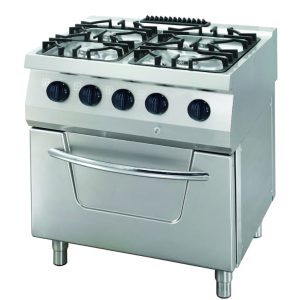 Aragaz Heavy Duty - 4 Arzătoare - Unitate Dublă - Adâncime 70 cm - 33 kW - Gaz cu cuptor electric