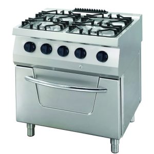 Aragaz Heavy Duty - 4 Arzătoare - Unitate Dublă - Adâncime 70 cm - 31 kW - Gaz, cu cuptor