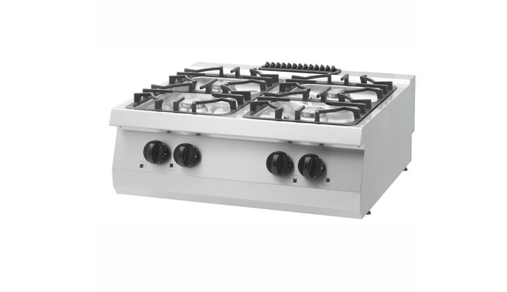 Heavy Duty Aragaz - 4 Arzătoare - Unitate Dublă - 70 cm Adâncime - 24 kW - Gaz