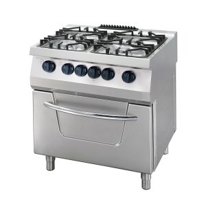 Heavy Duty Aragaz - 4 Arzătoare - Unitate Dublă - 70 cm Adâncime - 36kW - Gaz și Cuptor Electric