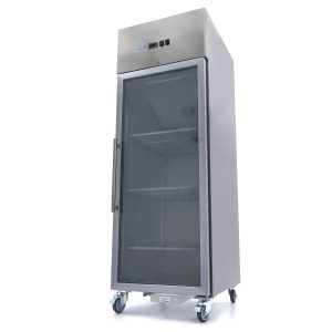 Congelator - 600 L - 3 Rafturi Reglabile (GN 2/1) - Oțel Inoxidabil - cu Ușă de Sticlă