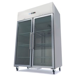 Congelator - 1200 L - 6 Rafturi Reglabile (GN 2/1) - Oțel Inoxidabil - cu Ușă de Sticlă